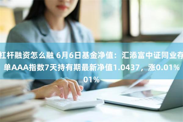 杠杆融资怎么融 6月6日基金净值：汇添富中证同业存单AAA指数7天持有期最新净值1.0437，涨0.01%