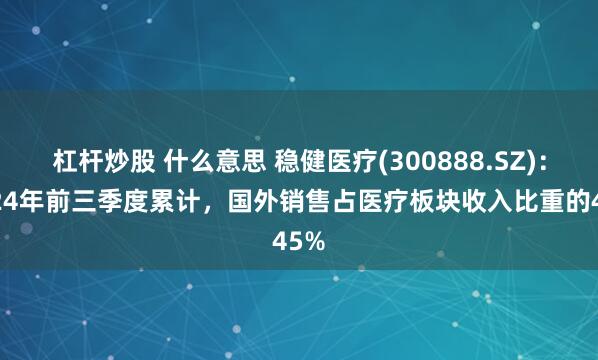 杠杆炒股 什么意思 稳健医疗(300888.SZ)：2024年前三季度累计，国外销售占医疗板块收入比重的45%