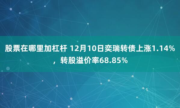 股票在哪里加杠杆 12月10日奕瑞转债上涨1.14%，转股溢价率68.85%