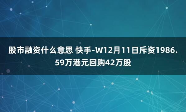 股市融资什么意思 快手-W12月11日斥资1986.59万港元回购42万股