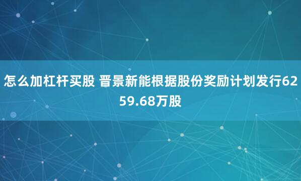 怎么加杠杆买股 晋景新能根据股份奖励计划发行6259.68万股