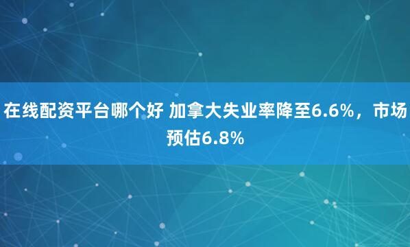 在线配资平台哪个好 加拿大失业率降至6.6%，市场预估6.8%