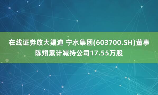 在线证劵放大渠道 宁水集团(603700.SH)董事陈翔累计减持公司17.55万股